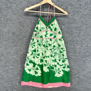 Limited Too Dress Women 10 Green Floral Shift Short Sleeveless Halter Neck